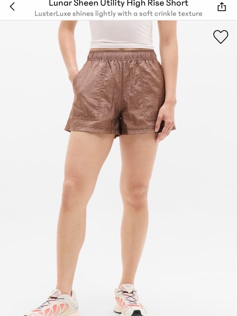 NWT new medium athleta lunar sheen utility shorts auburn Metallic Brown beige